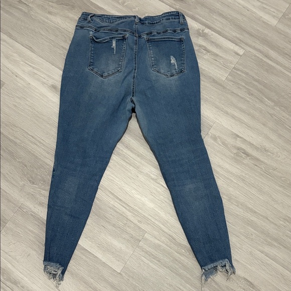 Wax Jean Women's Ripped Skinny Jeans in Dark Blue - Picture 3 of 3